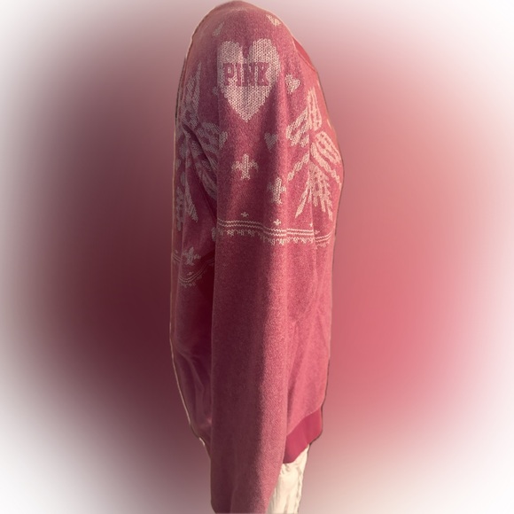 PINK Victoria's Secret Snowflake Sweatshirt XS (Fits M-L) see measurements - Picture 2 of 8